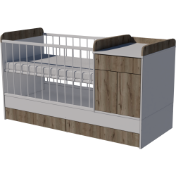 Bogi combi cot 120x60 in white-chestnut color Bogi combi cot 120x60 in white-chestnut color