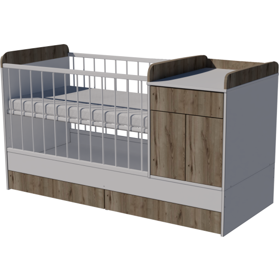 Bogi combi cot 120x60 in white-chestnut color Bogi combi cot 120x60 in white-chestnut color