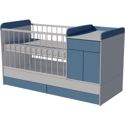 Bogi combi cot 120x60 in white and blue Bogi combi cot 120x60 in white and blue