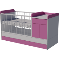 Bogi combi cot 120x60 in white and pink