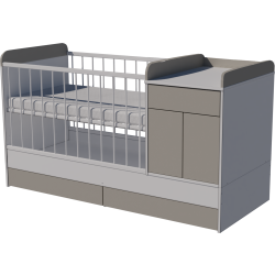 Bogi combi cot 120x60 in white and gray Bogi combi cot 120x60 in white and gray