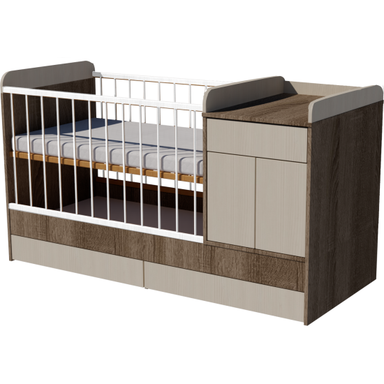 Bogi combi cot 120x70 in dark sonoma-birch color Bogi combi cot 120x70 in dark sonoma-birch color