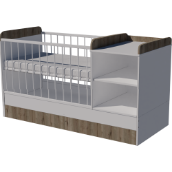 Lili combi cot 120x60 in white-chestnut, with bedding holder Lili combi cot 120x60 in white-chestnut, with bedding holder