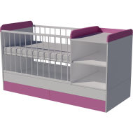 Lili combi cot 120x60 in white and pink with bedding holder