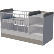 Lili combi cot 120x60 in white and gray with bedding holder