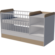 Lili combi cot 120x60 in white and cappuccino with bedding holder