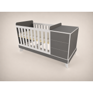Reni combination cot, 120x60, in anthracite with light grey edging