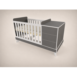 Reni combination cot, 120x60, in anthracite with light grey edging