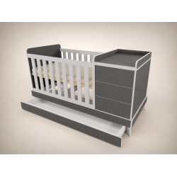 Reni combination cot, 120x60, in anthracite with light grey edging