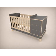 Reni convertible cot, 120x60, in Anthracite, with Sonoma edge