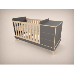 Reni convertible cot, 120x60, in Anthracite, with Sonoma edge