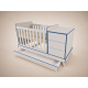 Reni 120x70 cm convertible cot in light grey with blue edging
