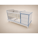 Reni 120x70 cm convertible cot in light grey with blue edging