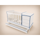 Reni combi cot 120x60, in White with blue edge
