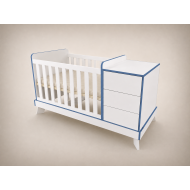 Reni combi cot 120x60, in White with blue edge