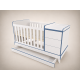 Reni combi cot 120x60, in White with blue edge