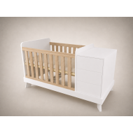 Reni combi cot 120x60, White, with Sonoma crib rail