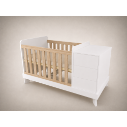 Reni combi cot 120x60, White, with Sonoma crib rail