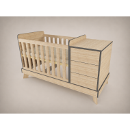 Reni convertible cot, 120x70, in Sonoma, with anthracite edging
