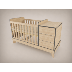 Reni combi cot 120x60, Sonoma, with anthracite 