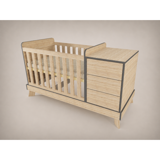 Reni combi cot 120x60, Sonoma, with Anthracite