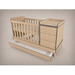 Reni combi cot 120x60, Sonoma, with anthracite 