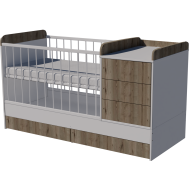 Reni combi cot 120x70 in white-chestnut