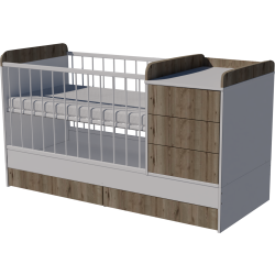 Reni combi cot 120x60 in white-chestnut Reni combi cot 120x60 in white-chestnut