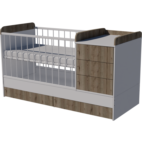 Reni combi cot 120x70 in white-chestnut Reni combi cot 120x70 in white-chestnut