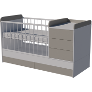 Reni combi cot 120x70 in white and grey