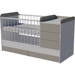 Reni combi cot 120x60 in white and gray Reni combi cot 120x60 in white and gray