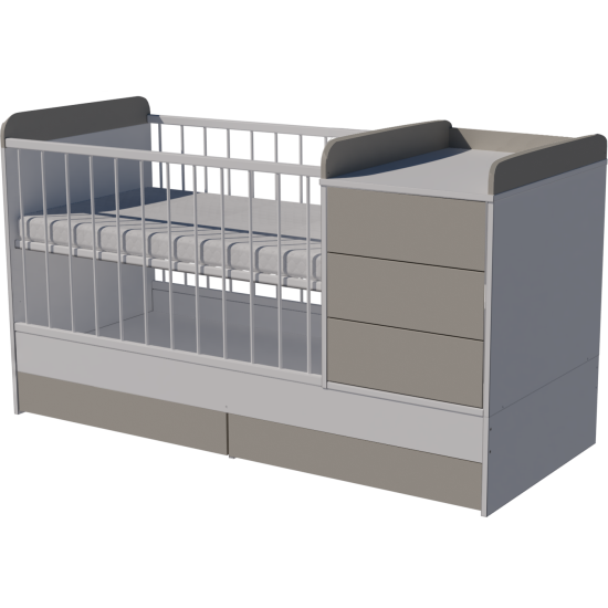 Reni combi cot 120x60 in white and gray Reni combi cot 120x60 in white and gray