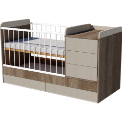 Reni combi cot 120x60 in dark sonoma-birch color Reni combi cot 120x60 in dark sonoma-birch color