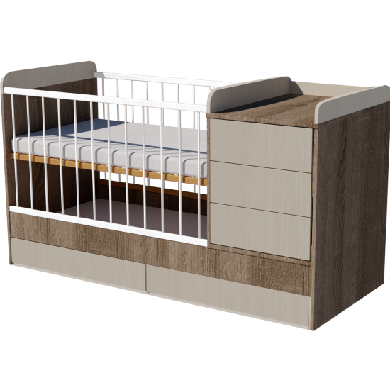 Reni combi cot 120x70 in dark sonoma-birch color Reni combi cot 120x70 in dark sonoma-birch color