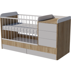 Reni combi cot 120x70 in light sonoma-white Reni combi cot 120x70 in light sonoma-white
