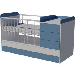 Reni combi cot 120x60 in white and blue Reni combi cot 120x60 in white and blue