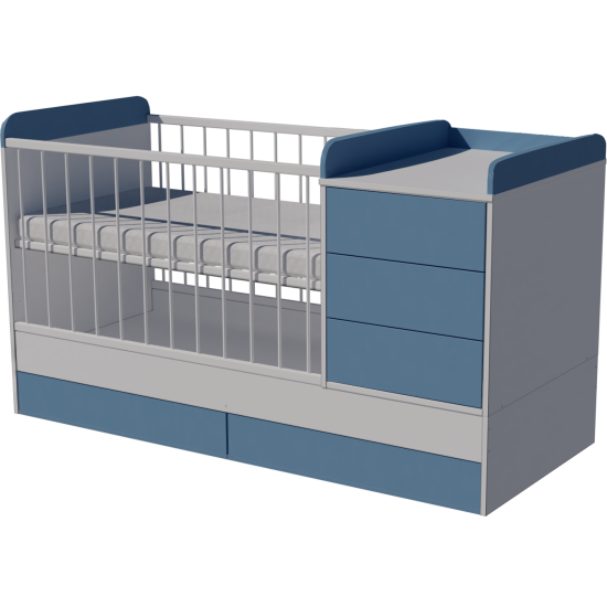 Reni combi cot 120x70 in white and blue Reni combi cot 120x70 in white and blue