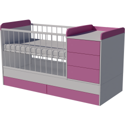 Reni combi cot 120x60 in white and pink Reni combi cot 120x60 in white and pink