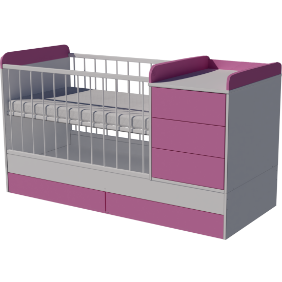 Reni combi cot 120x70 in white and pink Reni combi cot 120x70 in white and pink