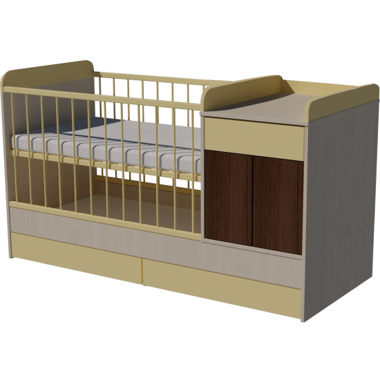 Bogi combi cot 120x70 in birch-vanilla-mocha color Bogi combi cot 120x70 in birch-vanilla-mocha color