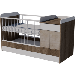 Bogi combi cot 120x70 in dark sonoma-white-desmond Bogi combi cot 120x70 in dark sonoma-white-desmond
