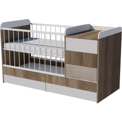 Reni combi cot 120x70 in dark sonoma-white-desmond Reni combi cot 120x70 in dark sonoma-white-desmond