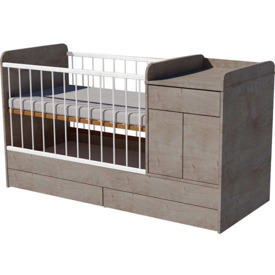 Bogi combi cot 120x70 in silver oak color Bogi combi cot 120x70 in silver oak color