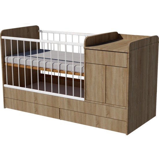 Bogi combi cot 120x70 in light sonoma color Bogi combi cot 120x70 in light sonoma color
