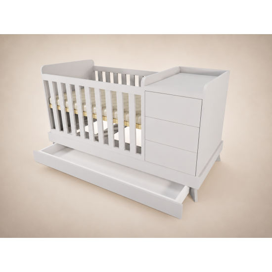 Reni convertible cot, 120x70, in light grey