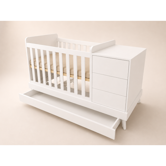 Reni combi cot 120x60 in white
