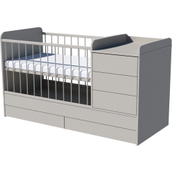 Reni combi cot 120x60 in gray Reni combi cot 120x60 in gray