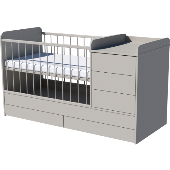 Reni combi cot 120x70 in gray Reni combi cot 120x70 in gray
