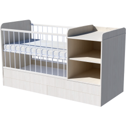 Lili combi cot 120x60 in white birch, with bedding tray Lili combi cot 120x60 in white birch, with bedding tray