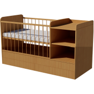 Lili combi cot 120x70 in beech color, with bedding storage